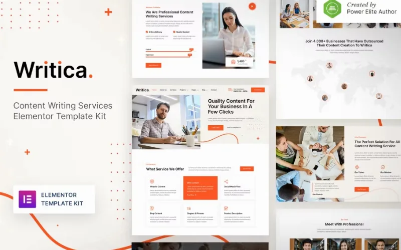 Writica – Content Writing Services Elementor Template