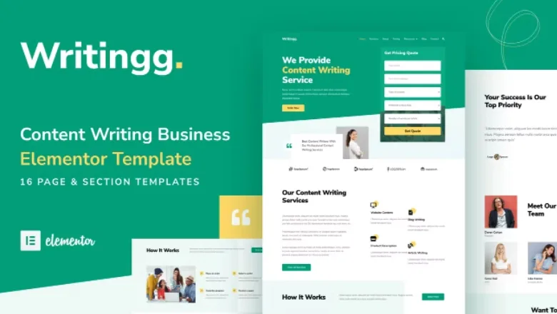Writingg – Content Copywriting Services Elementor Template