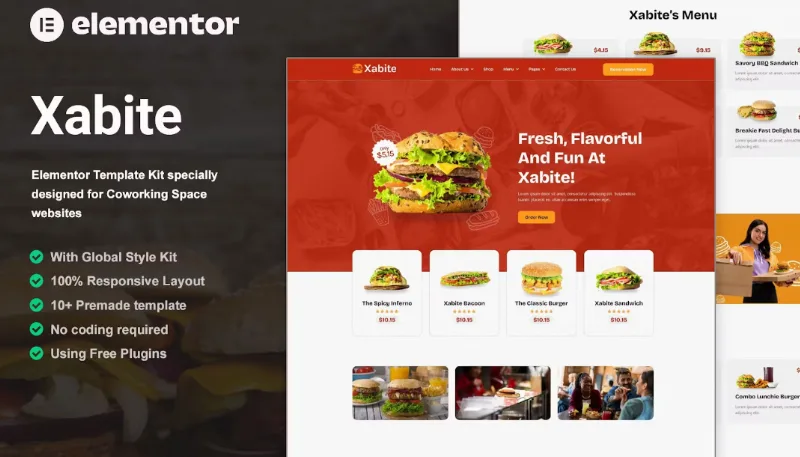 Xabite – Burger Fast Food Elementor Template