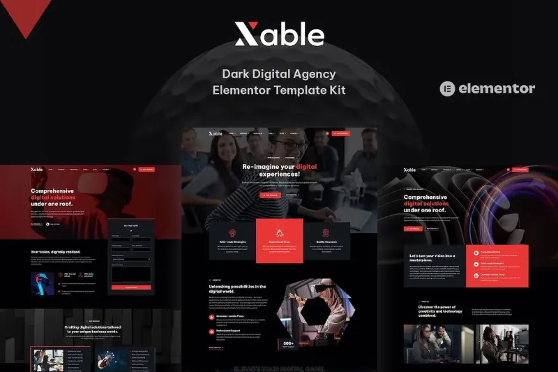 Xable – Dark Digital Agency Elementor Pro Template