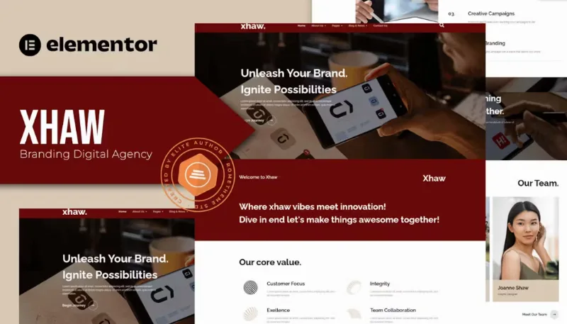 Xhaw – Branding Digital Agency Elementor Template