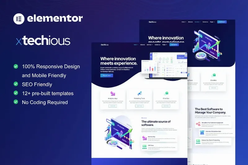 Xtechious – Saas & Digital Tech Company Elementor Template