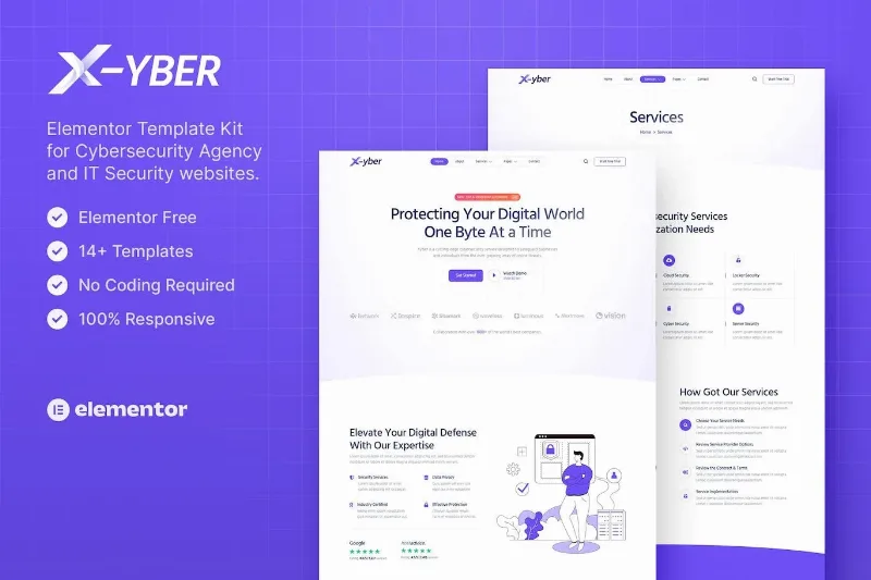 Xyber – Cybersecurity Agency & IT Security Elementor Template