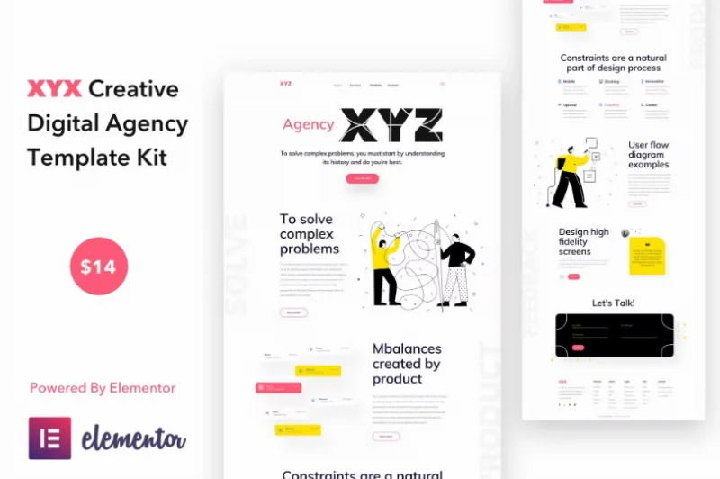 XYZ – Creative Digital Agency Business WordPress Elementor Template