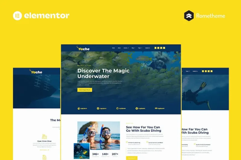 Yache – Scuba Diving Center Elementor Pro Full Site Template