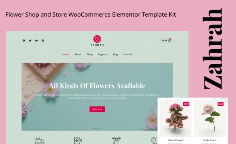 Zahrah – Flower Shop & Store WooCommerce Elementor Template