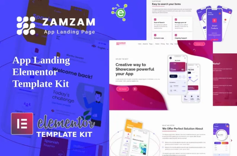 Zamzam – App Landing Elementor Template