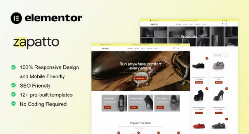Zapatto – Shoes Store WooCommerce Elementor Template