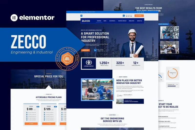 Zecco – Engineering & Industrial Company Elementor Template