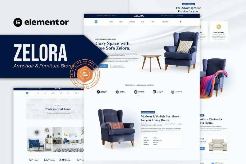 Zelora – Armchair & Furniture Brand Elementor Template