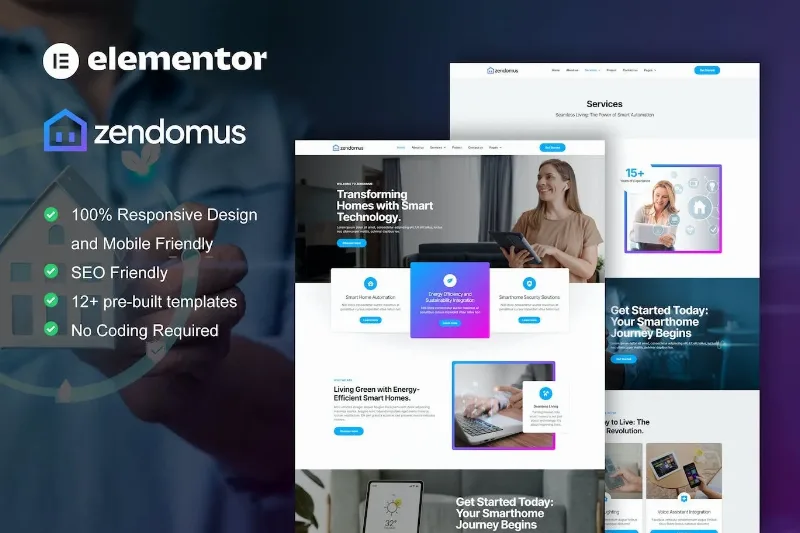 Zendomus – Smart Home & Technology Services Elementor Pro Template