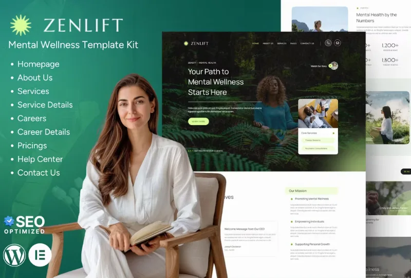 Zenlift – Mental Health Clinic & Consultation Elementor Template