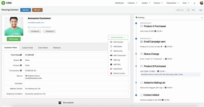 Zero BS CRM Extension: Woo Sync