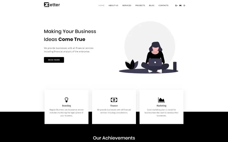 Zetter – Business Multipurpose Black&White WordPress Elementor Theme WordPress Theme
