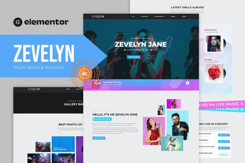 Zevelyn – Music Band & Musician Elementor Tempate