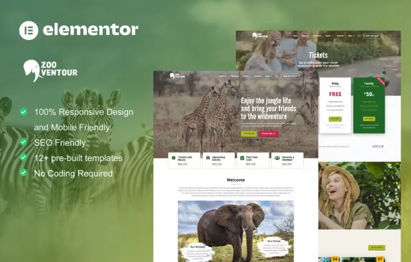 Zooventour – Safari & Zoo Elementor Pro Template