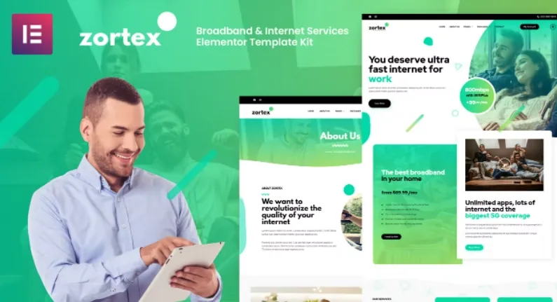 Zortex – Broadband & Internet Services Elementor Template