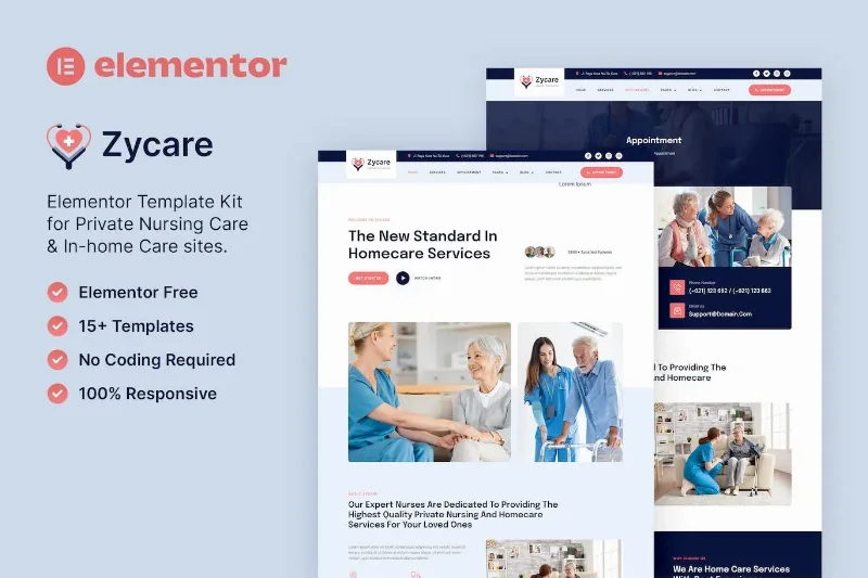 Zycare – In-home Care & Private Nursing Agency Elementor Template
